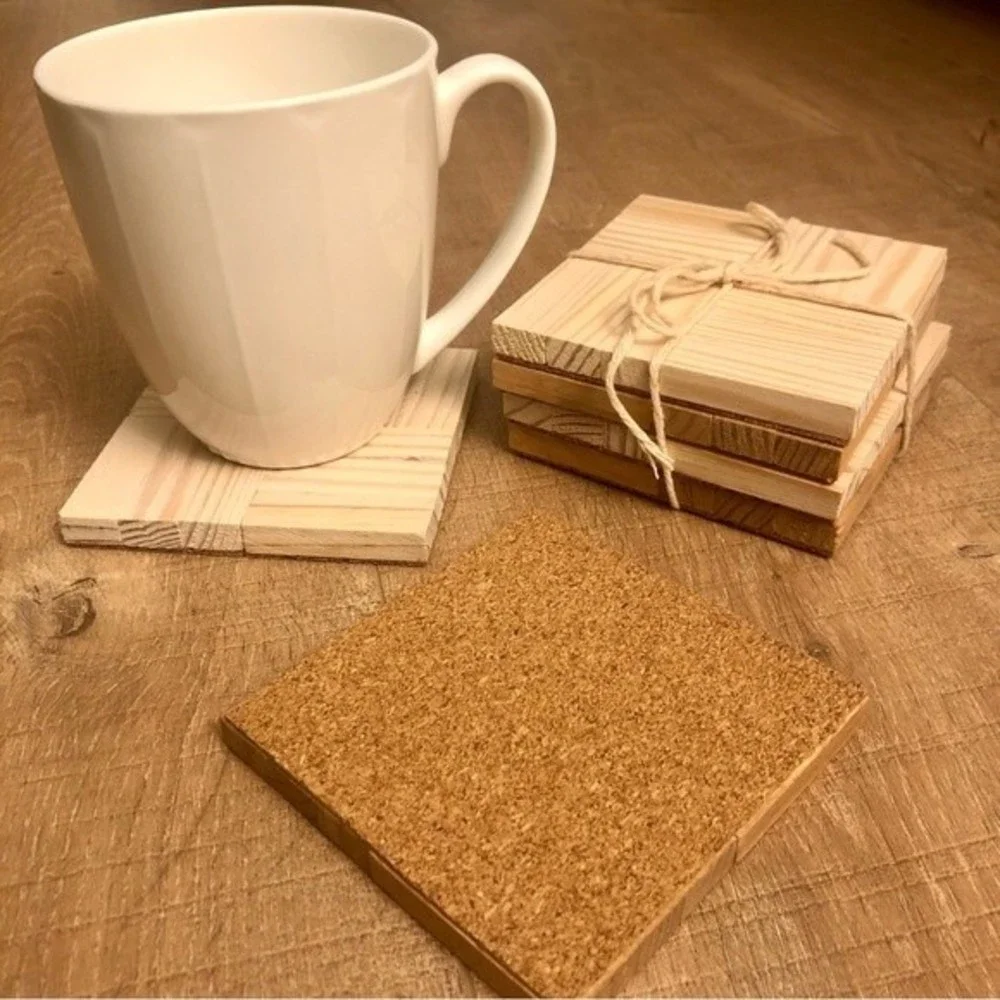 Handmade Rustic Square Coasters with Cork Backing - Picture 5 of 5